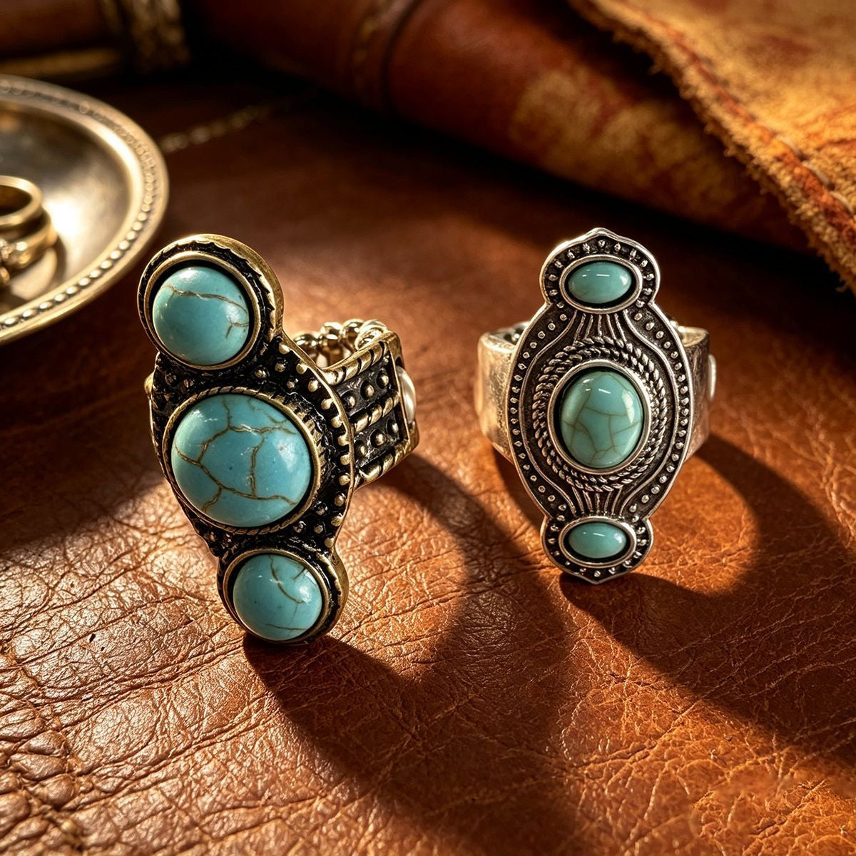 Vintage Boho Turquoise Stretch Ring