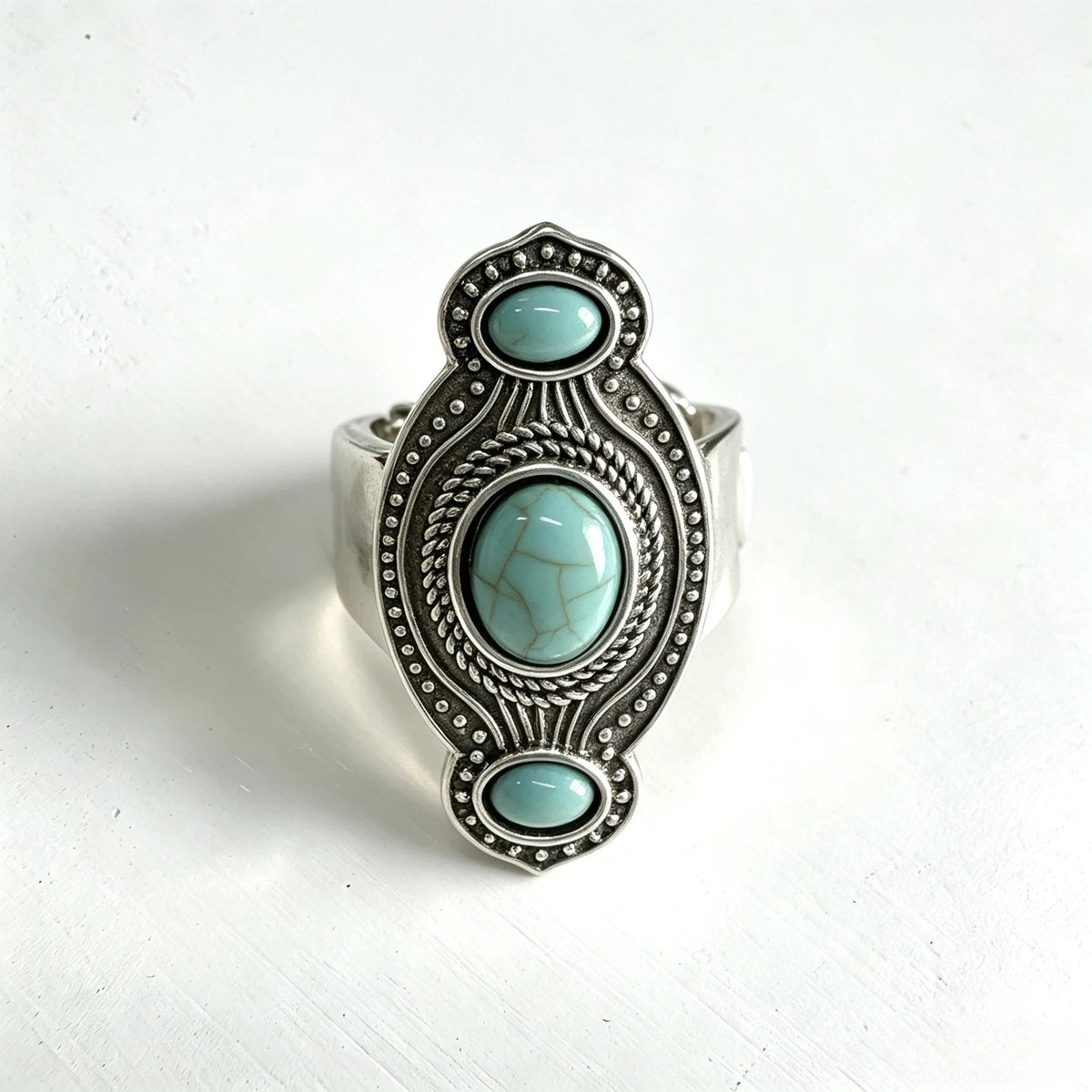 Vintage Boho Turquoise Stretch Ring