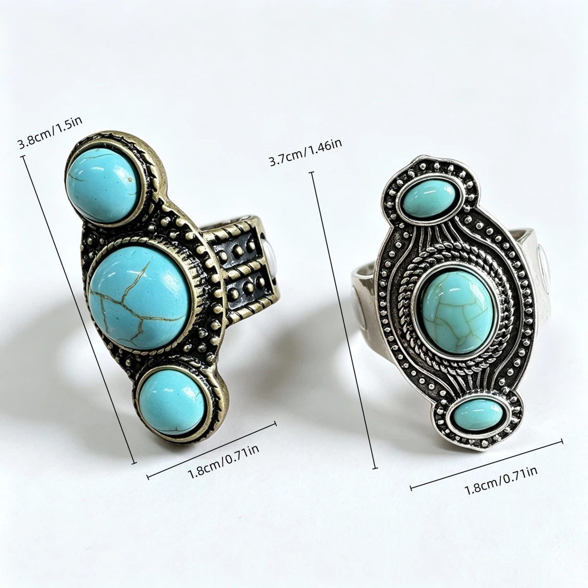 Vintage Boho Turquoise Stretch Ring