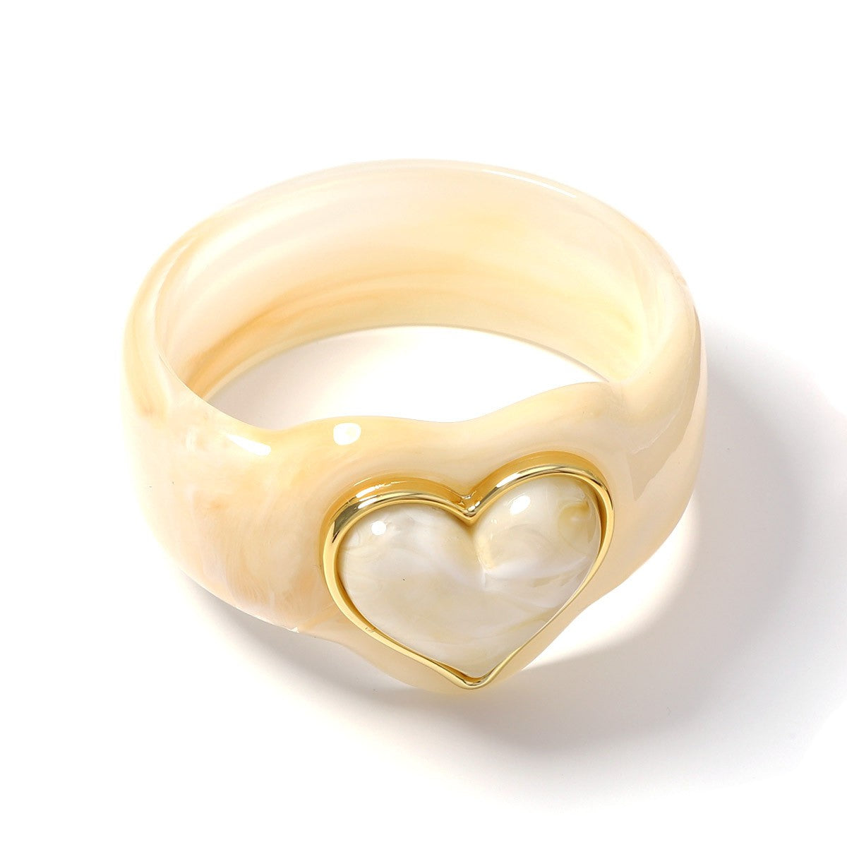Classy Marbled Resin Heart Ring