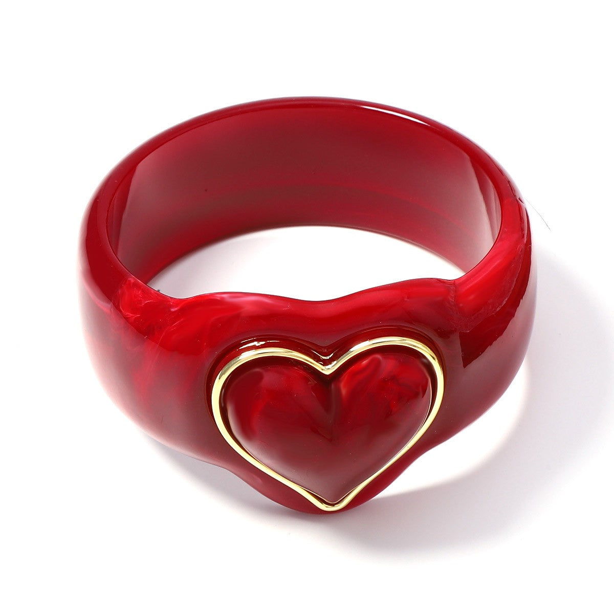 Classy Marbled Resin Heart Ring