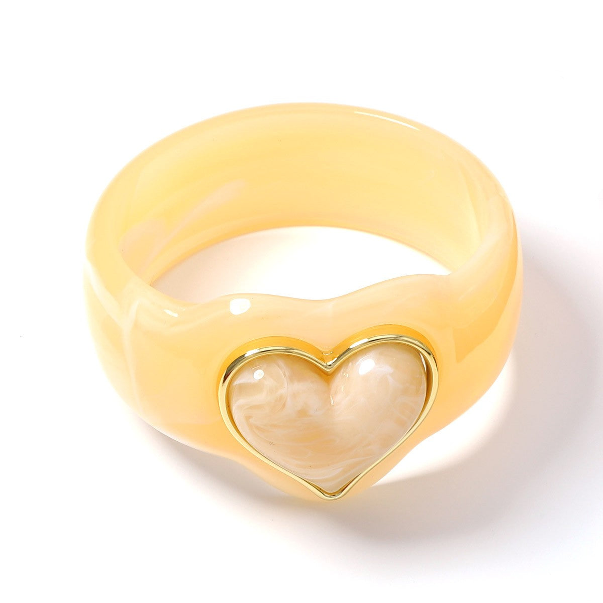 Classy Marbled Resin Heart Ring