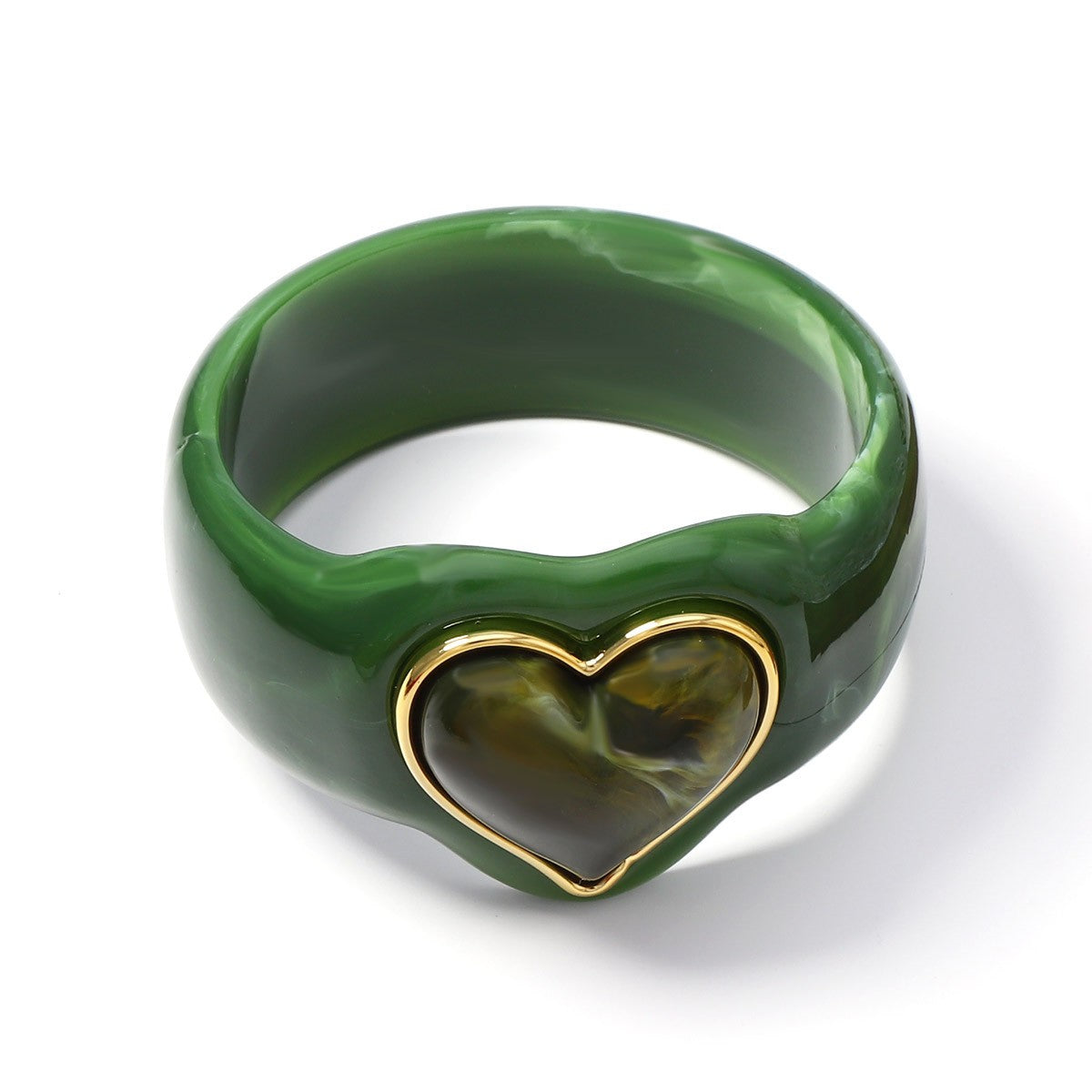 Classy Marbled Resin Heart Ring