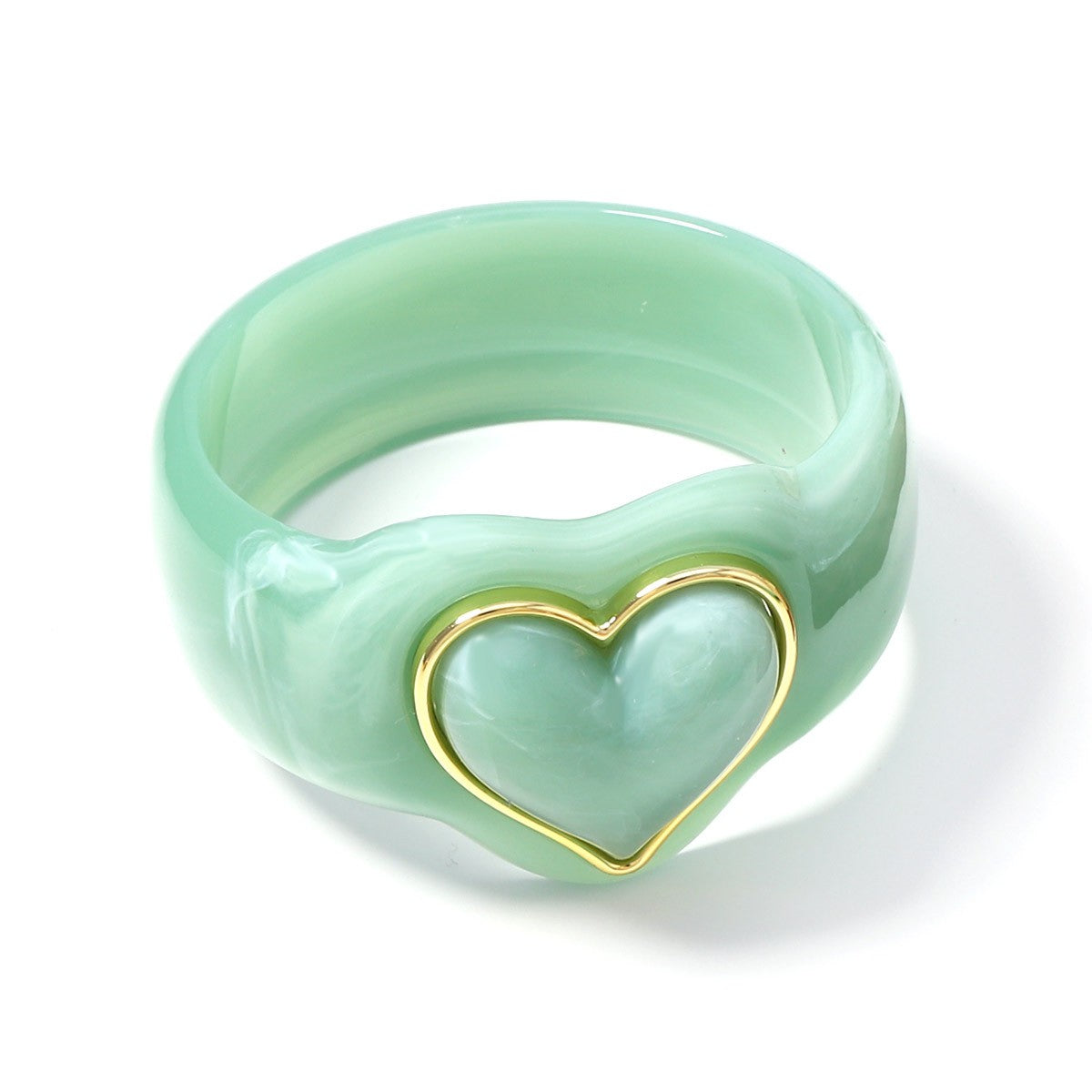 Classy Marbled Resin Heart Ring