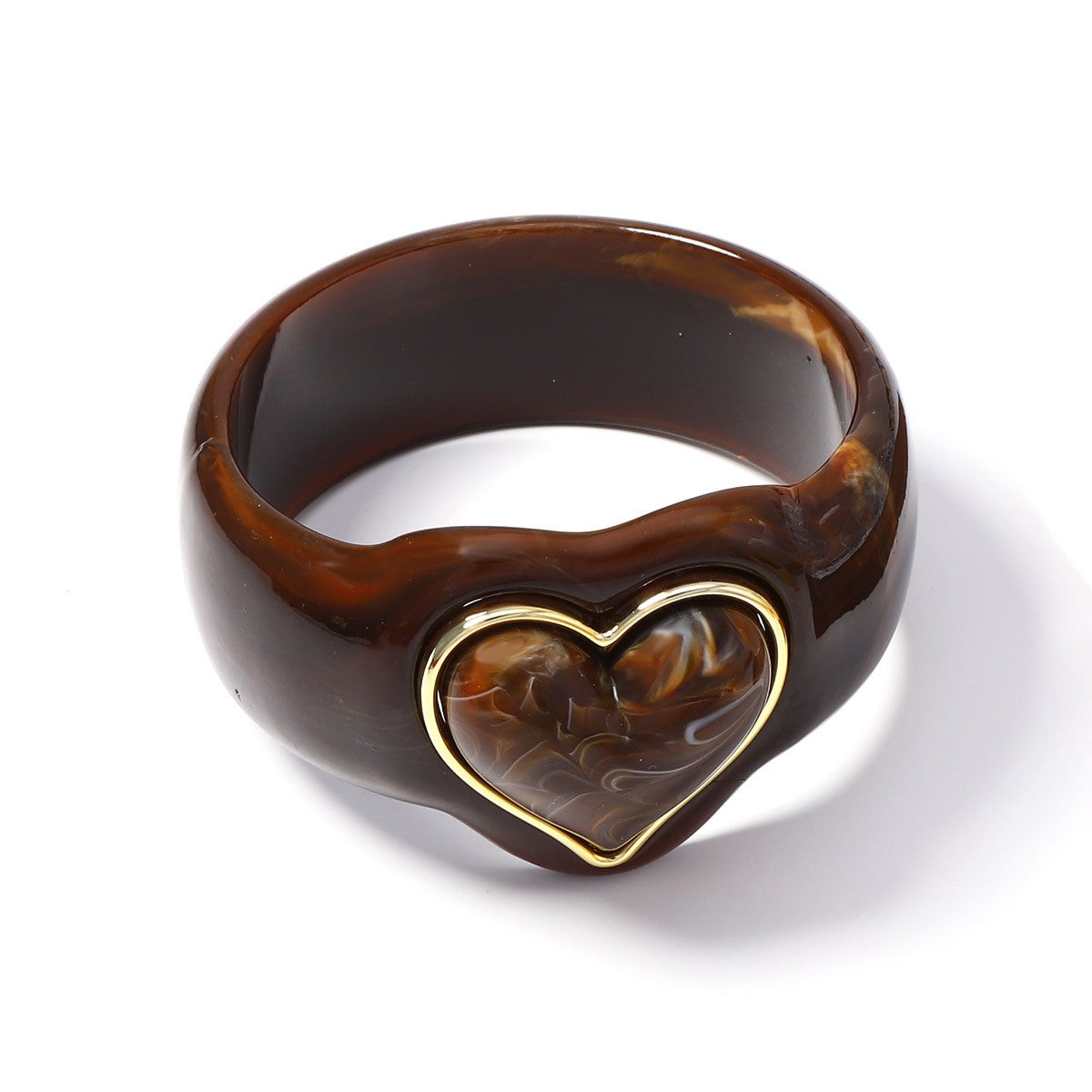 Classy Marbled Resin Heart Ring