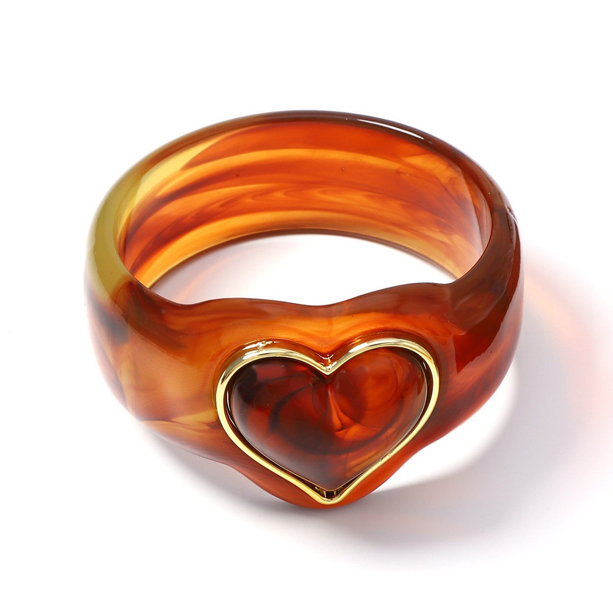 Classy Marbled Resin Heart Ring