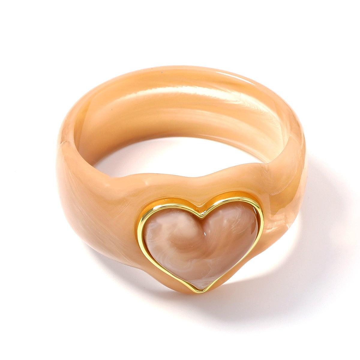 Classy Marbled Resin Heart Ring