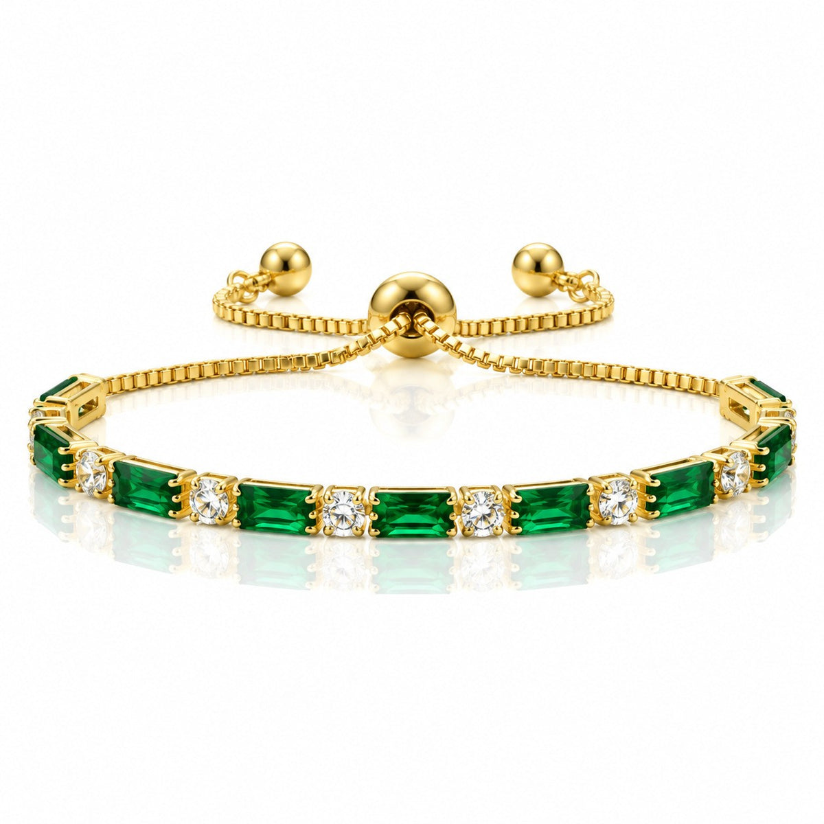 Classy Baguette Cubic Zirconia Slider Bracelet