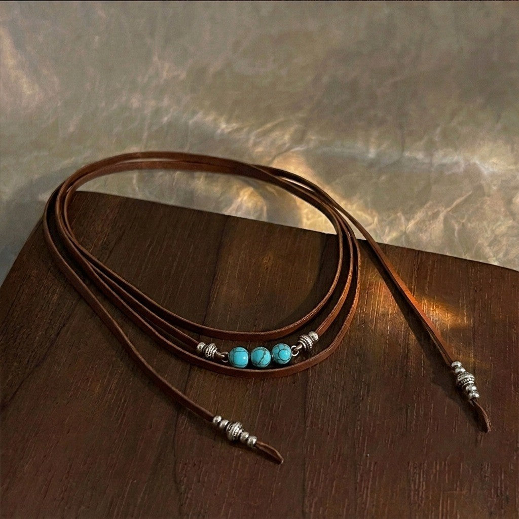 Boho Tiger Eye Wrap Lariat Necklace