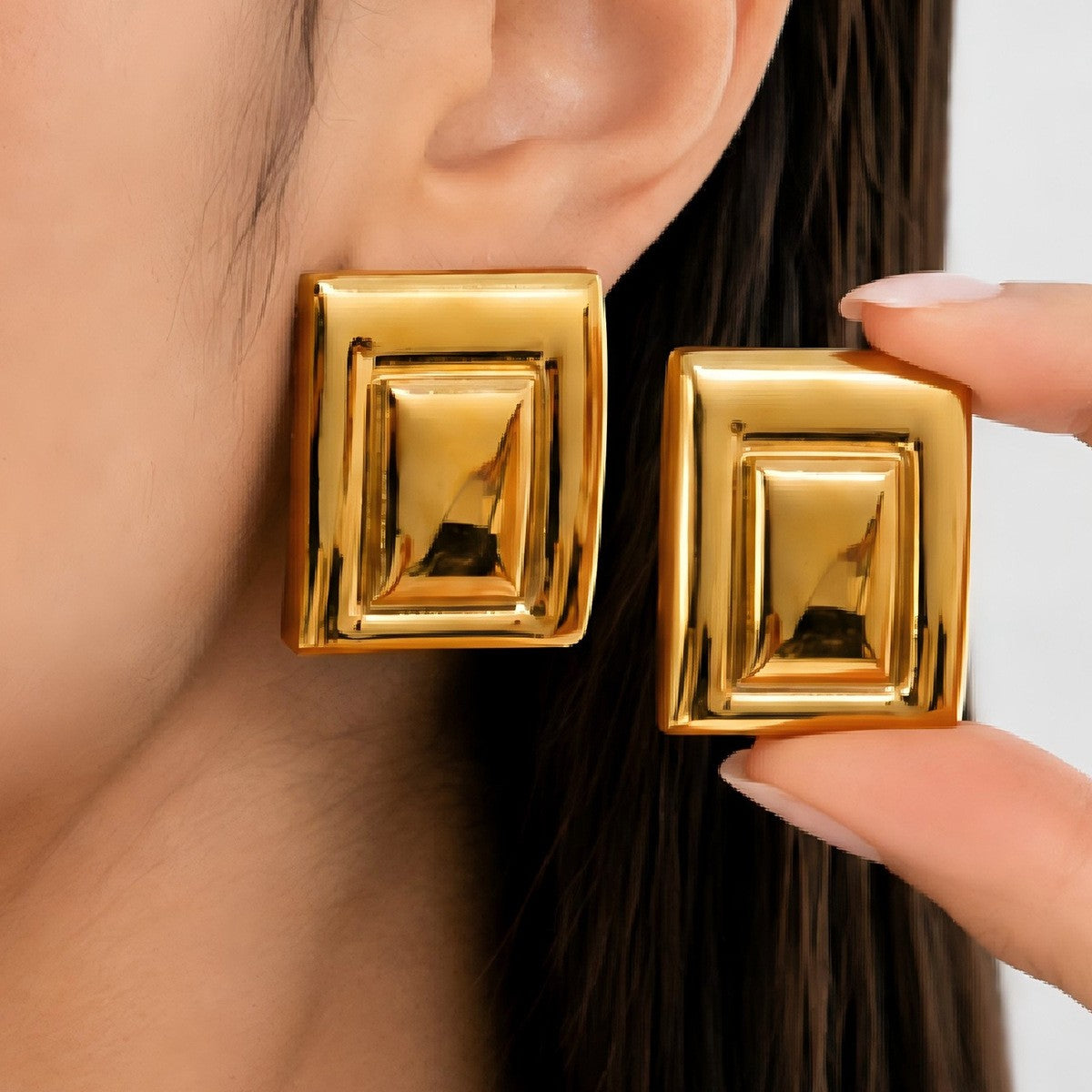 Classy Geometric Square Stud Earrings