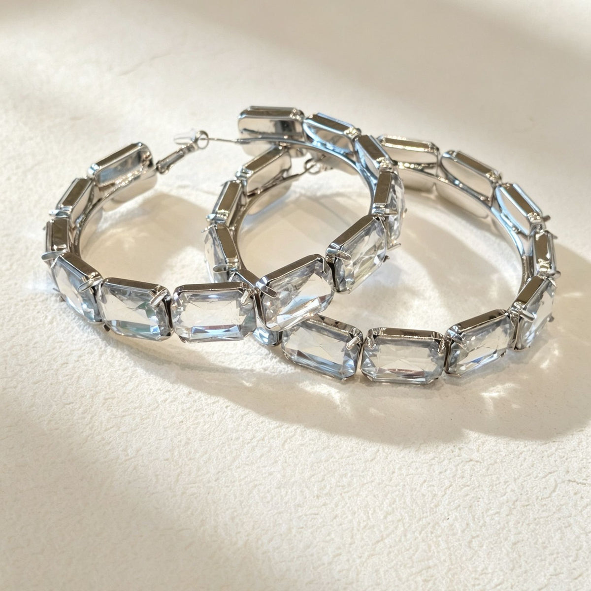 Classy Geometric Crystal Hoop Earrings