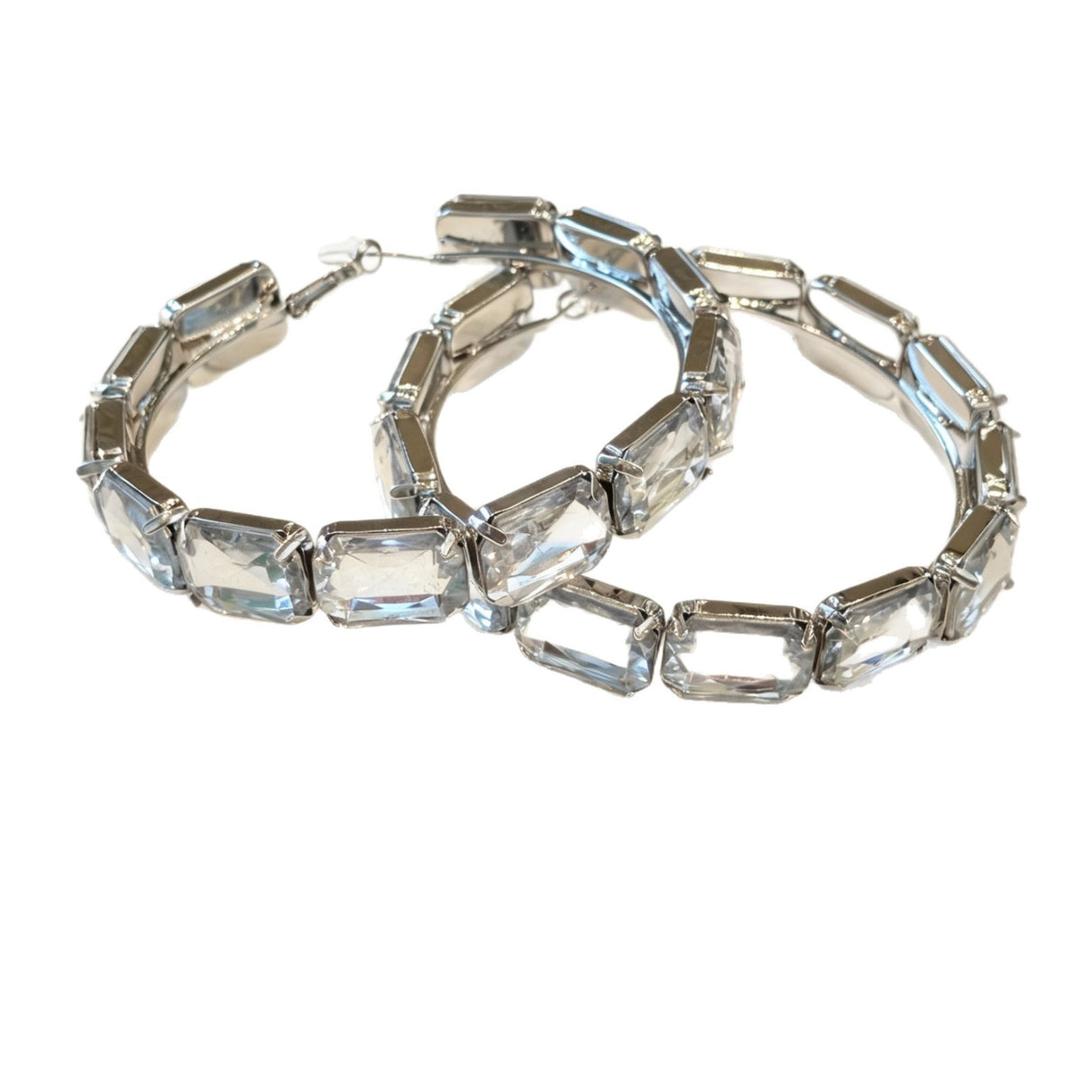 Classy Geometric Crystal Hoop Earrings