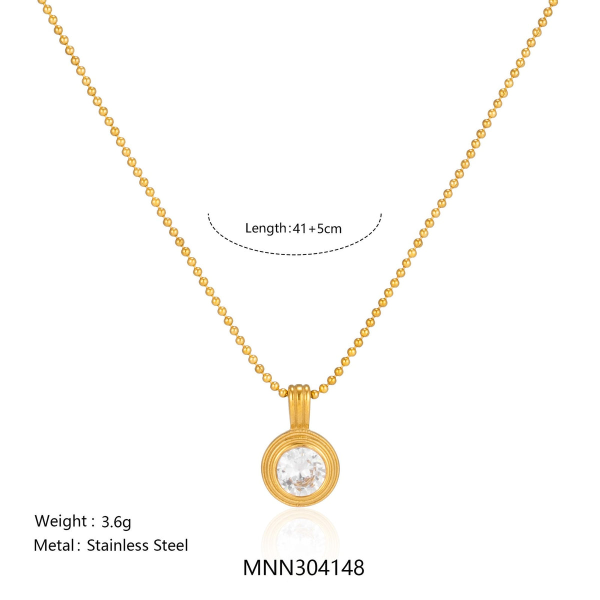 18k Dainty Layered Solitaire Bead Necklace