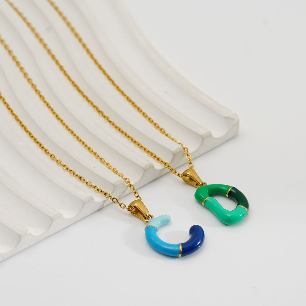 Playful Colorful Enamel Initial Necklace