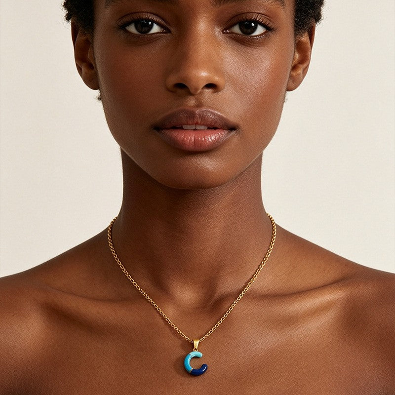 Playful Colorful Enamel Initial Necklace