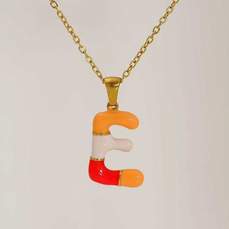 Playful Colorful Enamel Initial Necklace