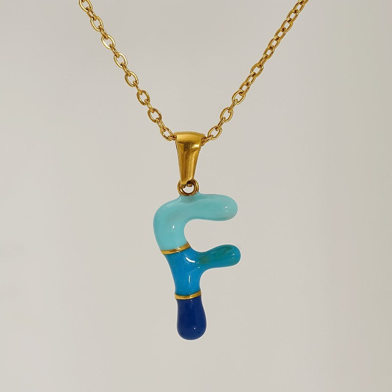Playful Colorful Enamel Initial Necklace