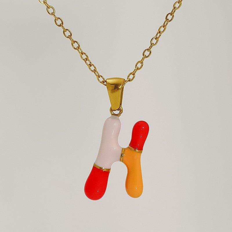 Playful Colorful Enamel Initial Necklace