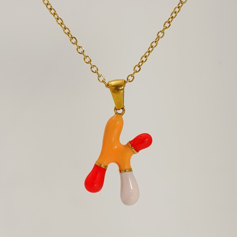 Playful Colorful Enamel Initial Necklace