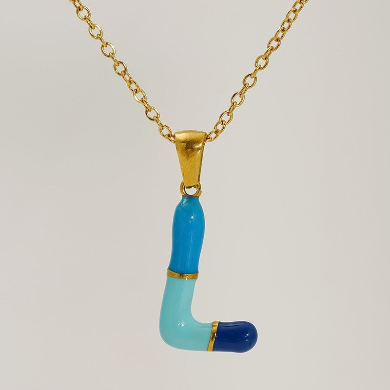 Playful Colorful Enamel Initial Necklace