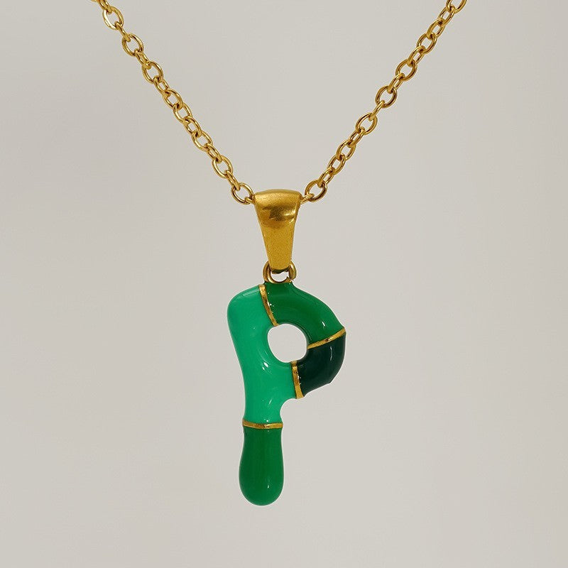 Playful Colorful Enamel Initial Necklace