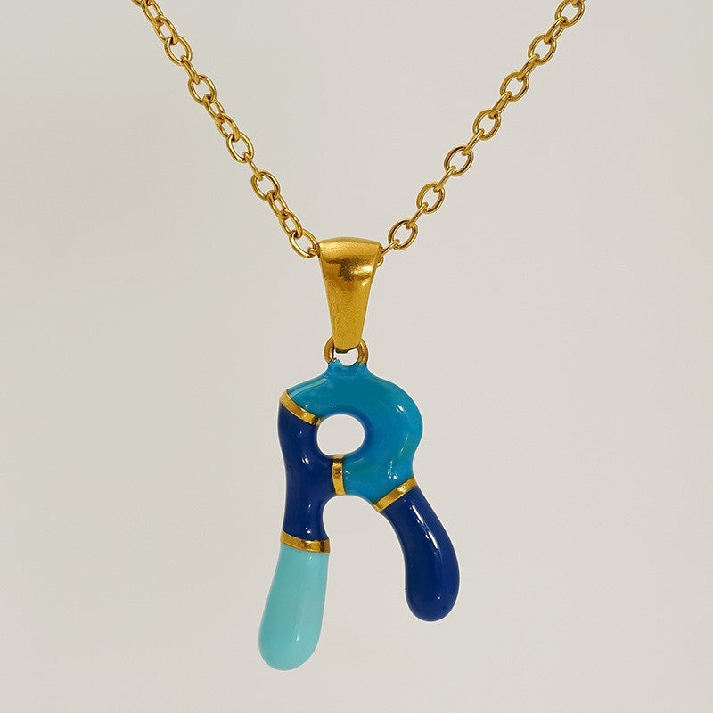 Playful Colorful Enamel Initial Necklace