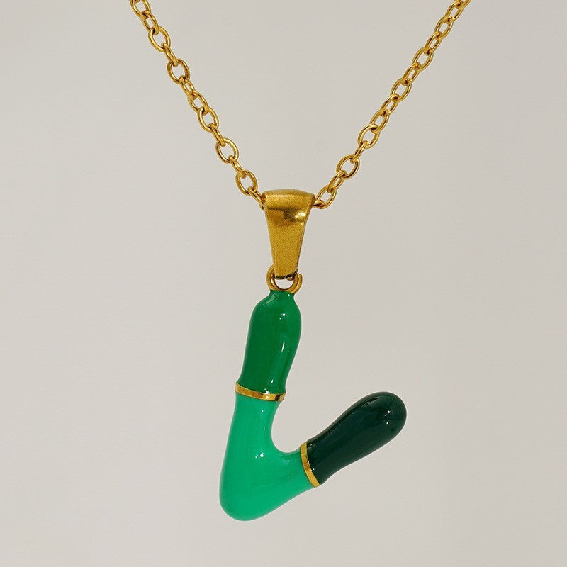 Playful Colorful Enamel Initial Necklace