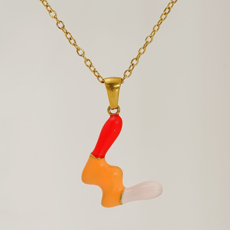 Playful Colorful Enamel Initial Necklace