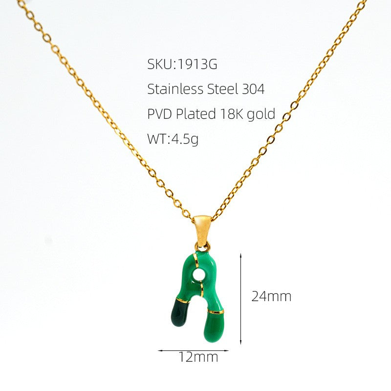 Playful Colorful Enamel Initial Necklace