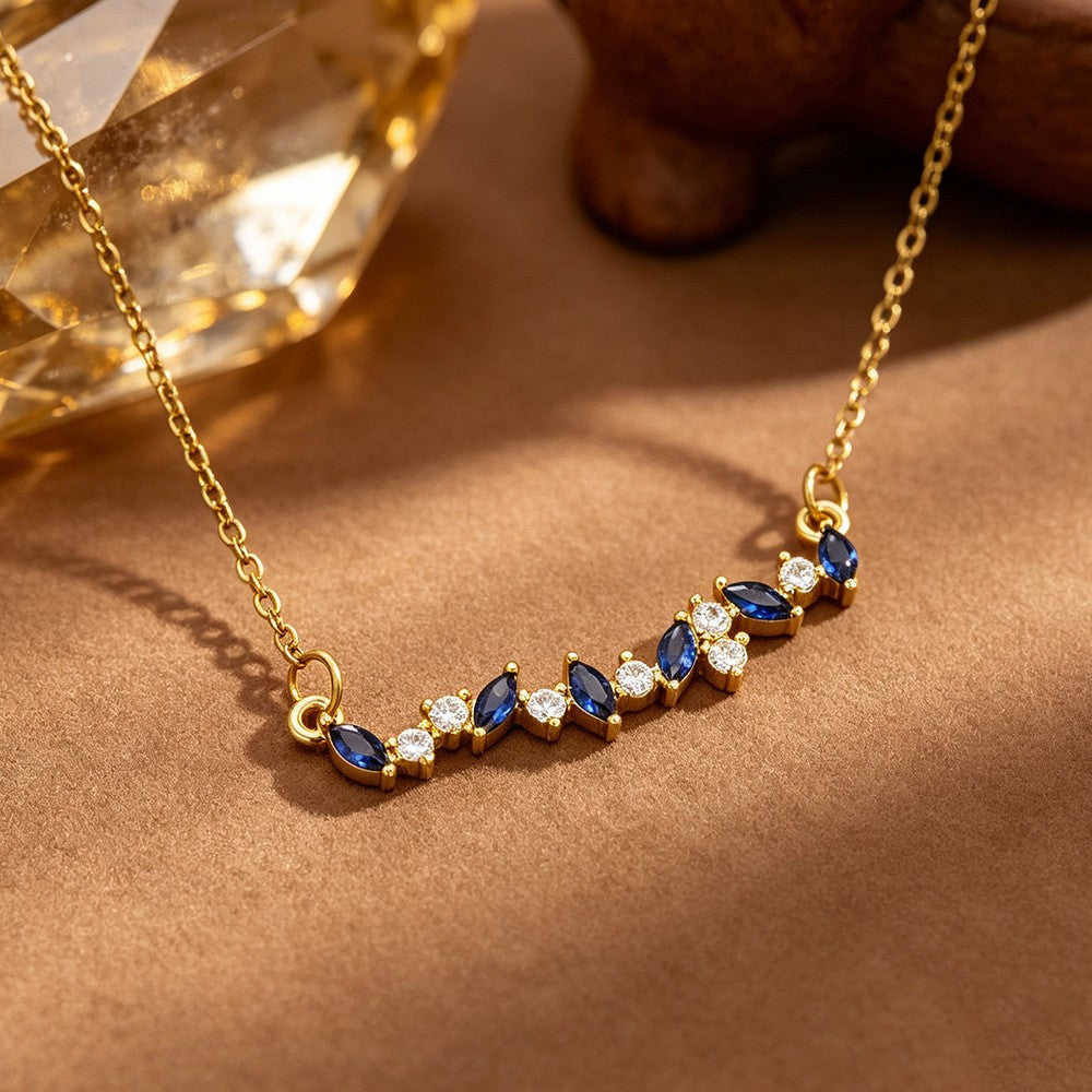 Dainty Marquise CZ Bar Necklace