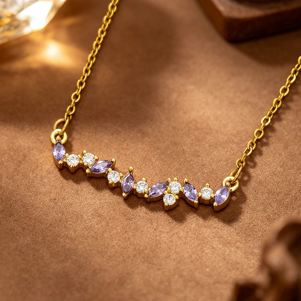 Dainty Marquise CZ Bar Necklace