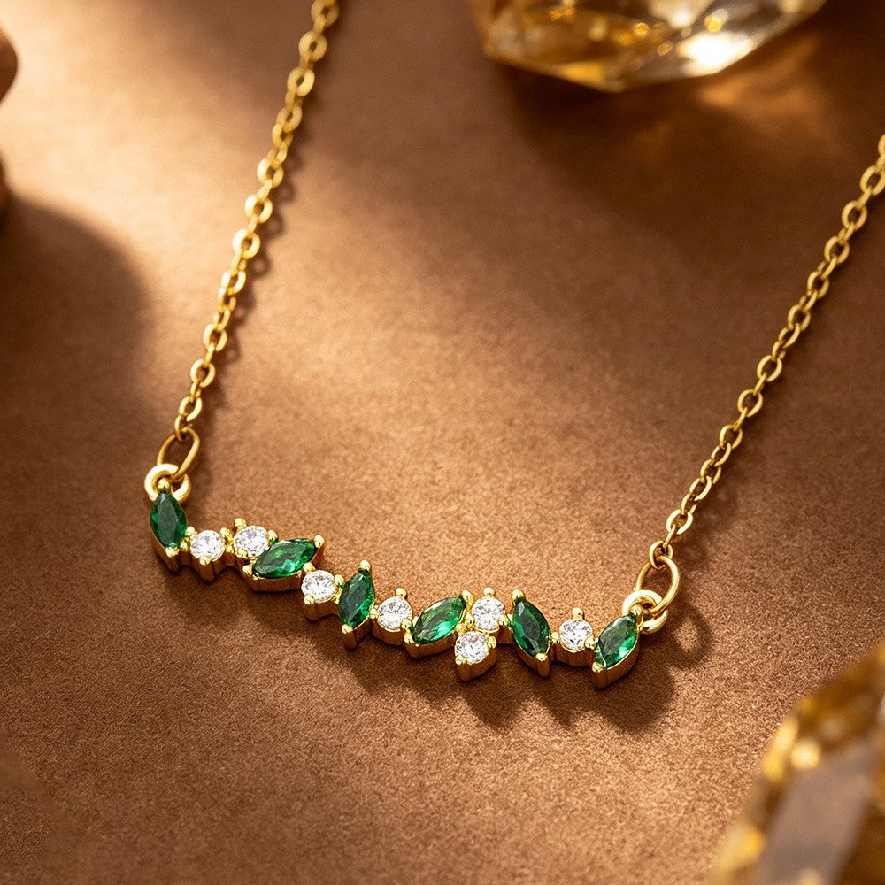 Dainty Marquise CZ Bar Necklace
