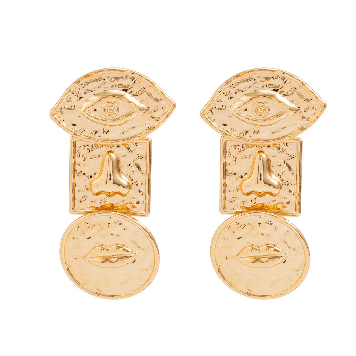 Classy Hammered Abstract Face Drop Earrings