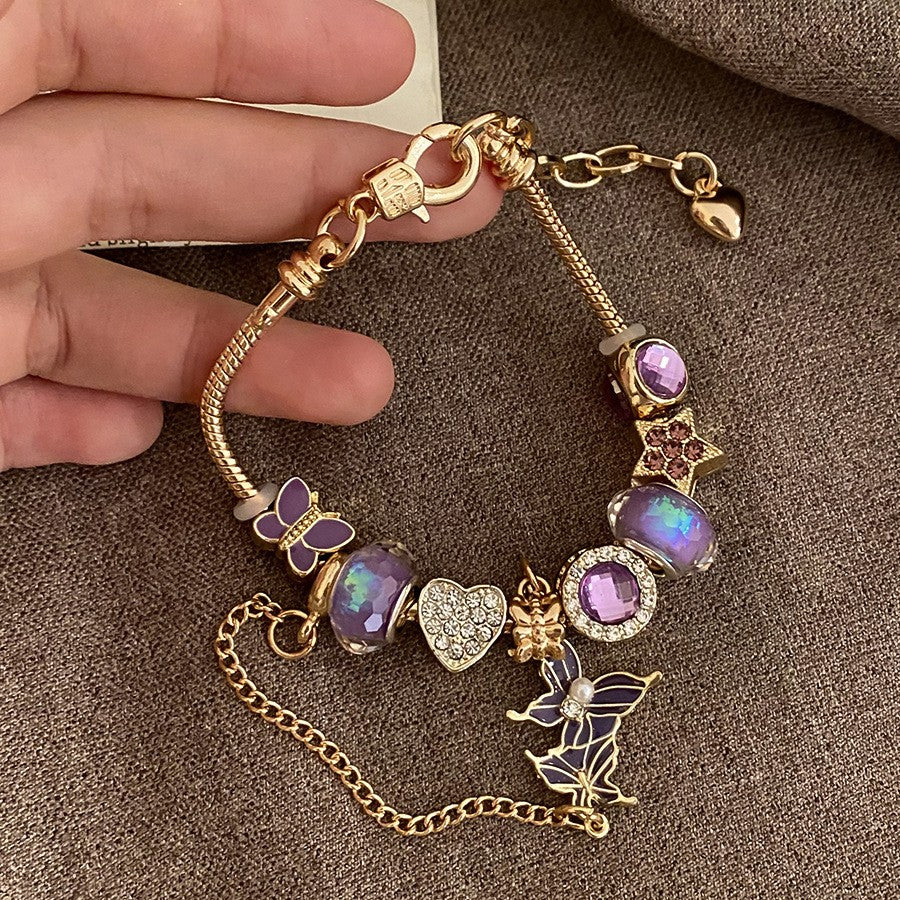 Romantic Mixed Enamel Charm Bracelet Set