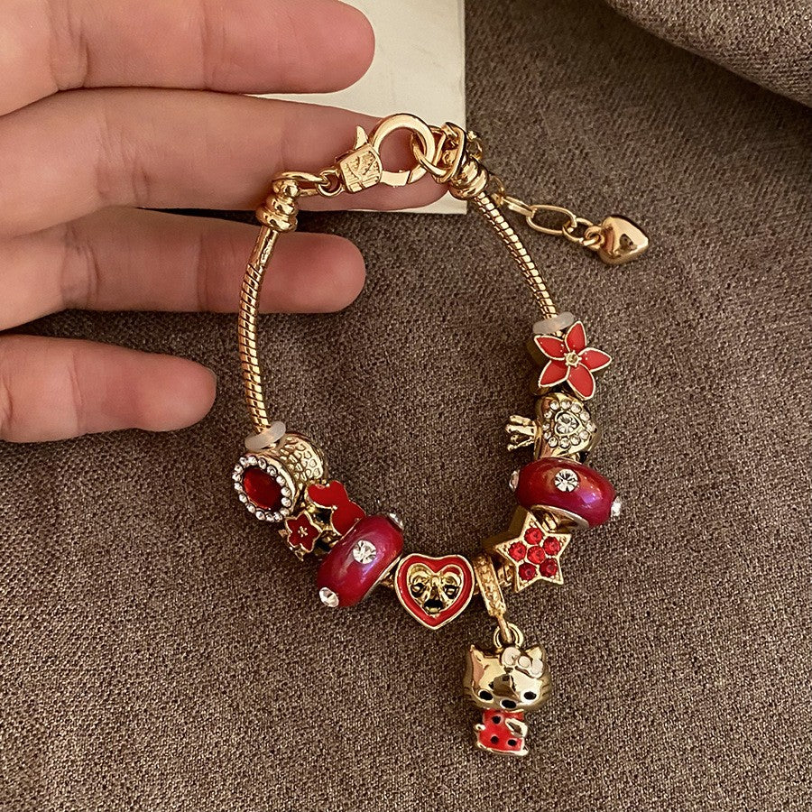 Romantic Mixed Enamel Charm Bracelet Set