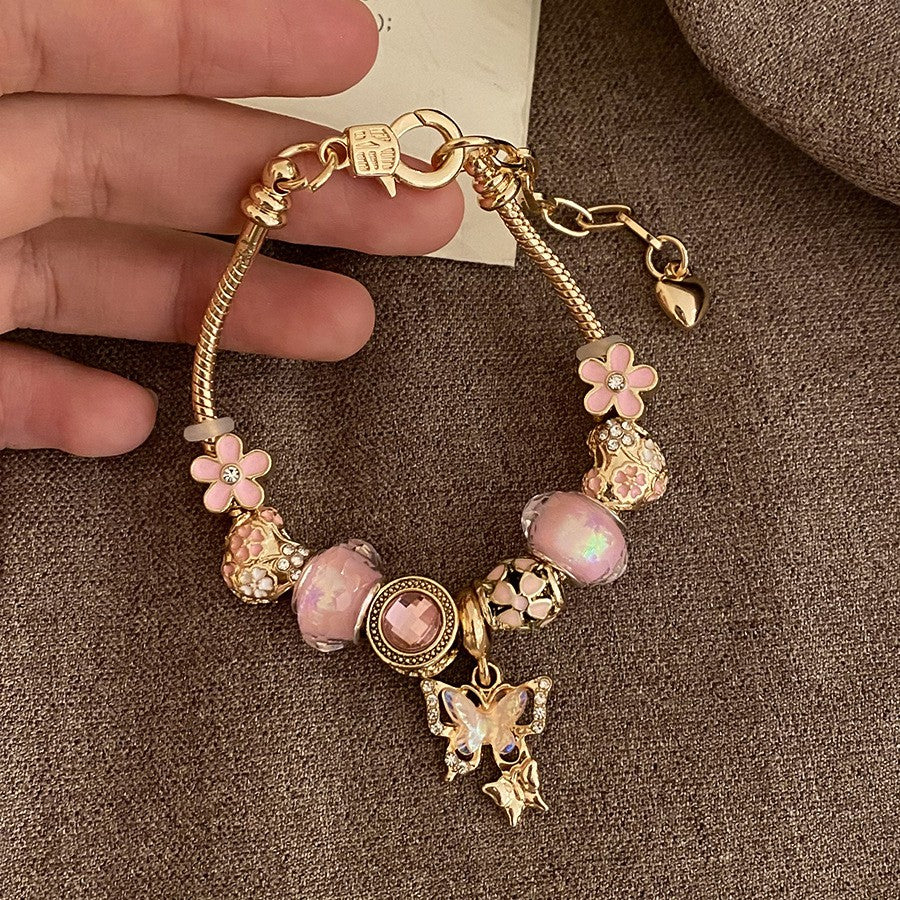Romantic Mixed Enamel Charm Bracelet Set