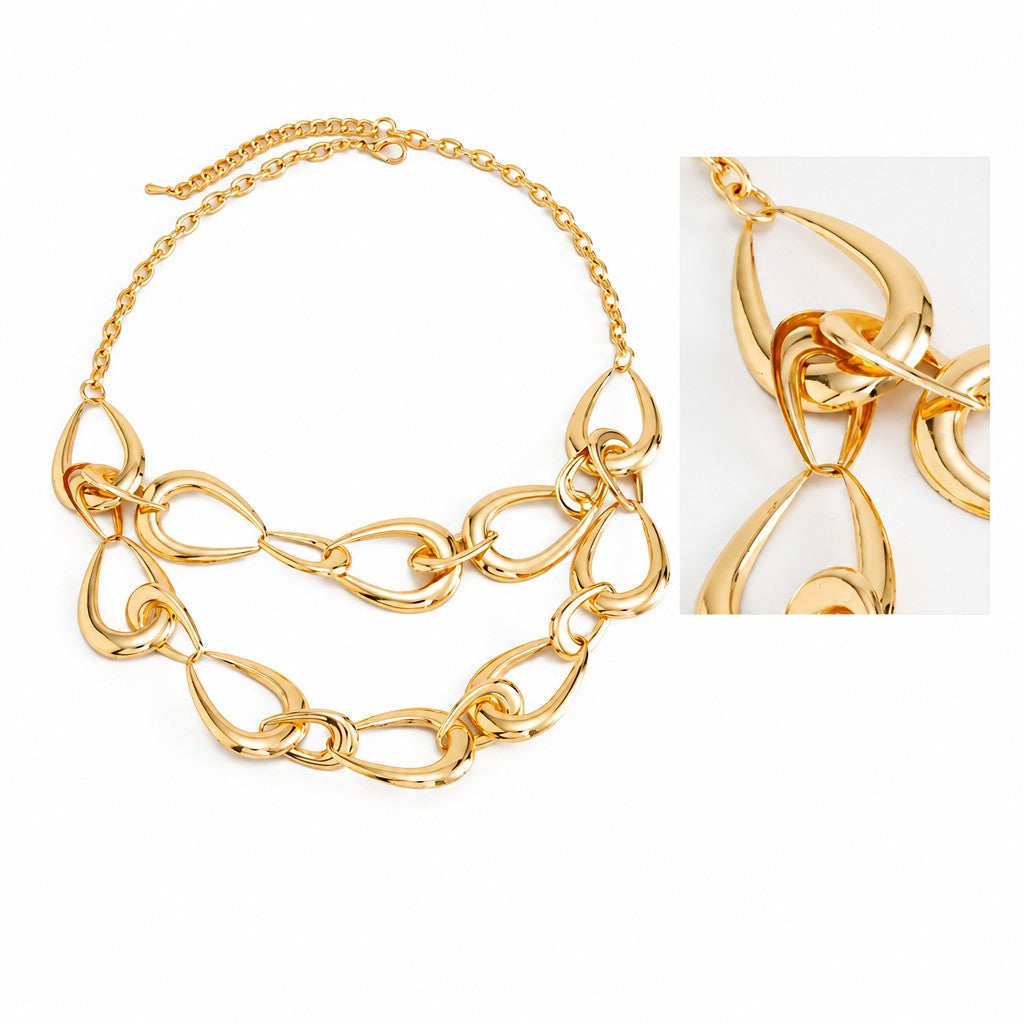Bold Geometric Teardrop Link Necklace
