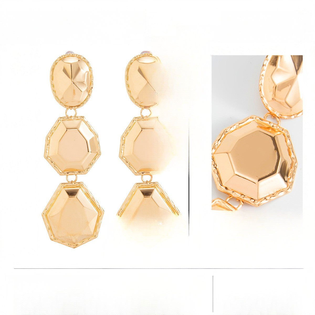 Classy Geometric Faceted Necklace & Earring Set