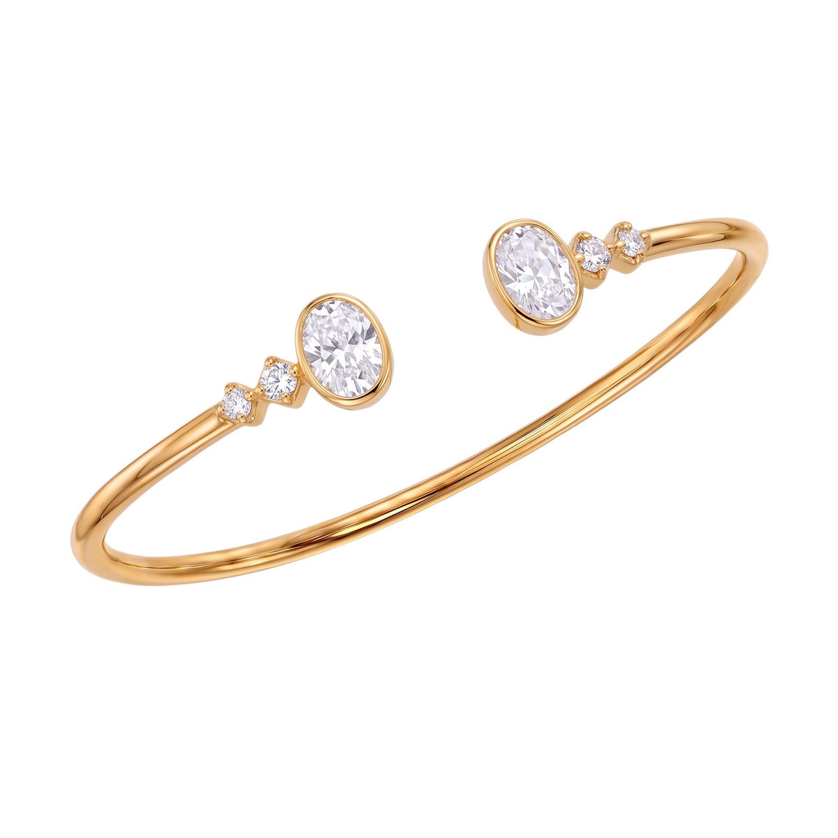 Classy Mixed Cut CZ Cuff Bracelet Set