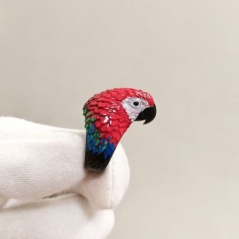 Classy 3D Parrot Open Ring