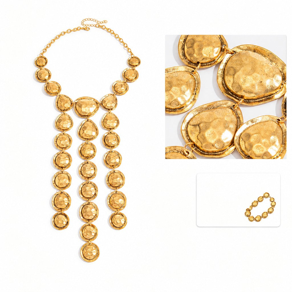 Boho Hammered Disc Y-Necklace