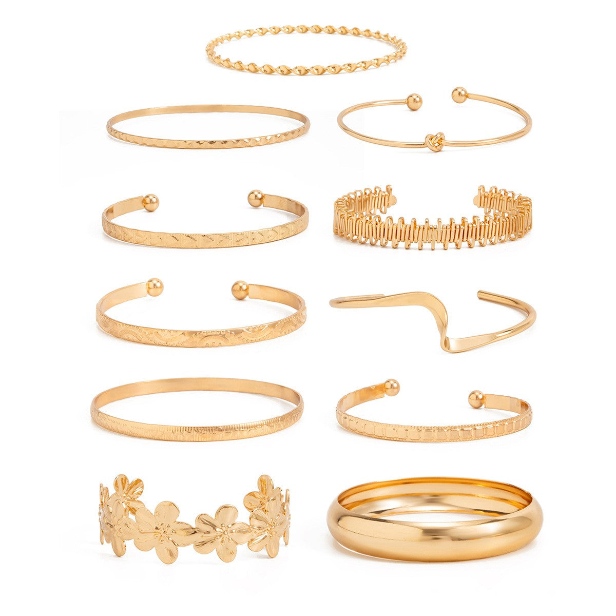 Boho Mixed Floral Stackable Bangle Set