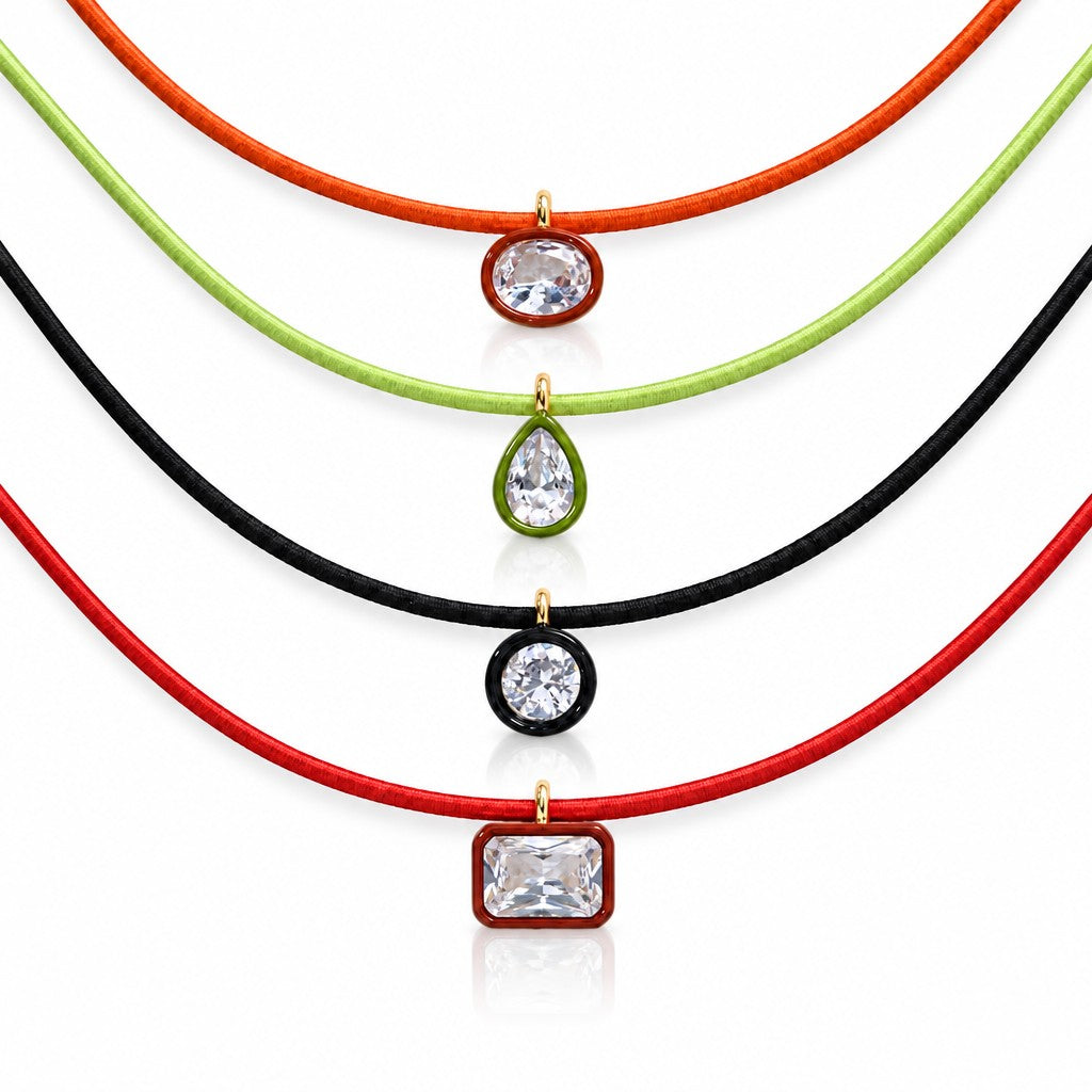 Colorful Geometric Cord Choker Necklace