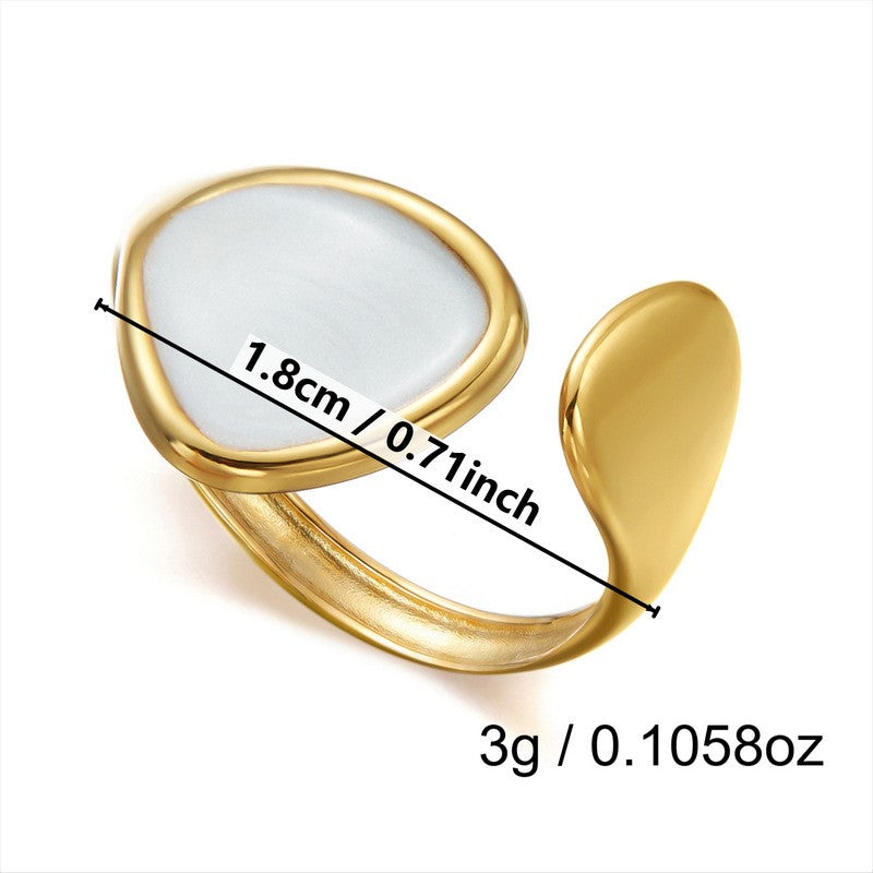 Classy White Enamel Geometric Heart Ring Set