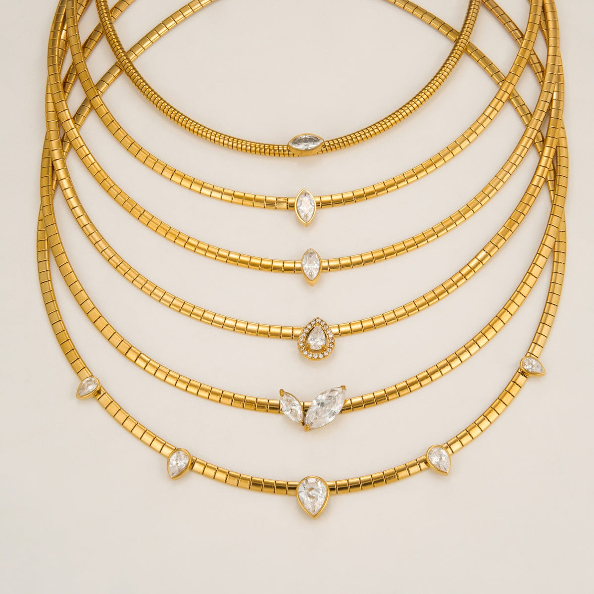 14k Dainty Layered Teardrop Choker Necklace