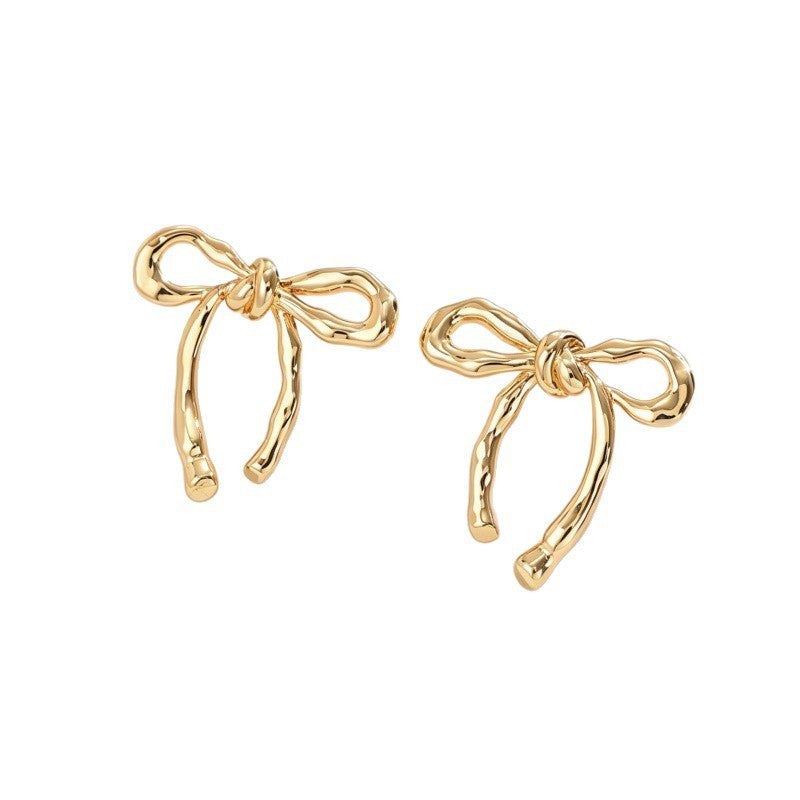 Classy Textured Bow Stud Earrings