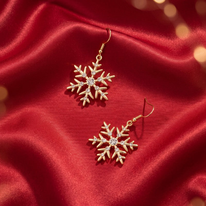 Classy Rhinestone Snowflake Dangle Earrings