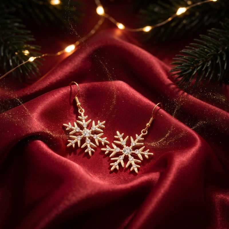 Classy Rhinestone Snowflake Dangle Earrings
