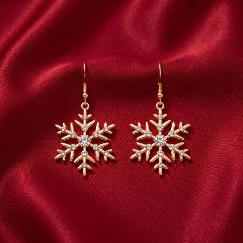 Classy Rhinestone Snowflake Dangle Earrings