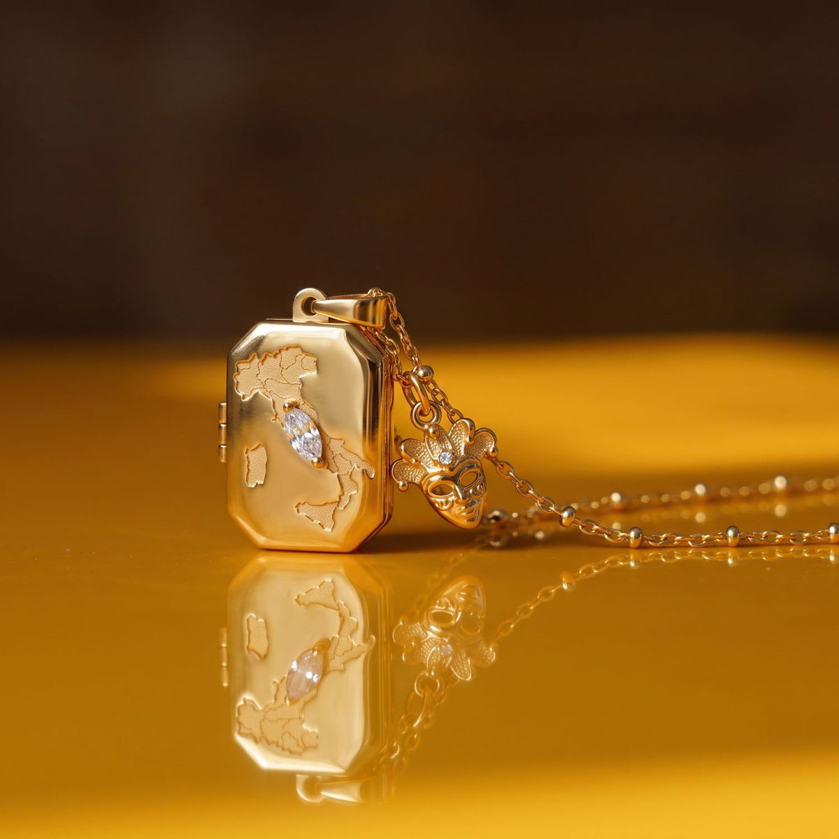 Dainty Map Locket Necklace Set